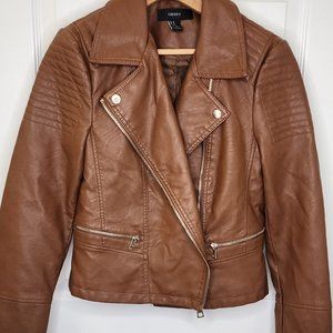 Forever 21 Cropped Amaretto Moto Jacket